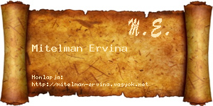 Mitelman Ervina névjegykártya